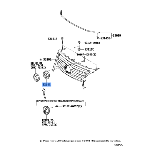 Toyota Garnish Radiator Grille No.3 53142-60030 OEM