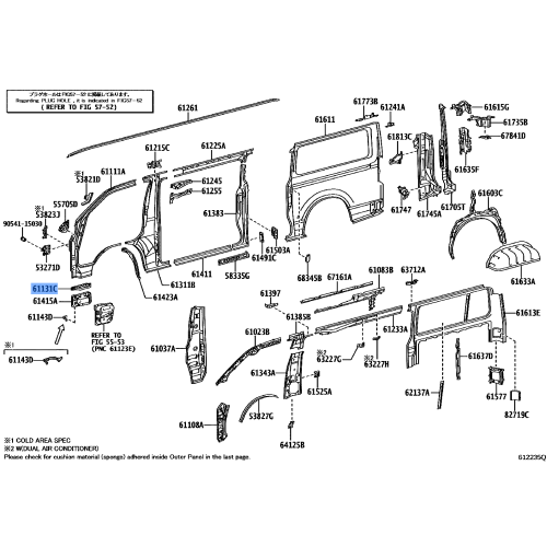 Toyota Pillar, Front Body, Outer RH 61131-26080