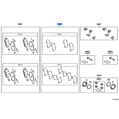 Toyota OEM Genuine SHIM KIT, ANTI 04945-0K360