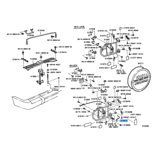Toyota Spare Wheel Carrier Stopper Sub-Assembly 51907-60060