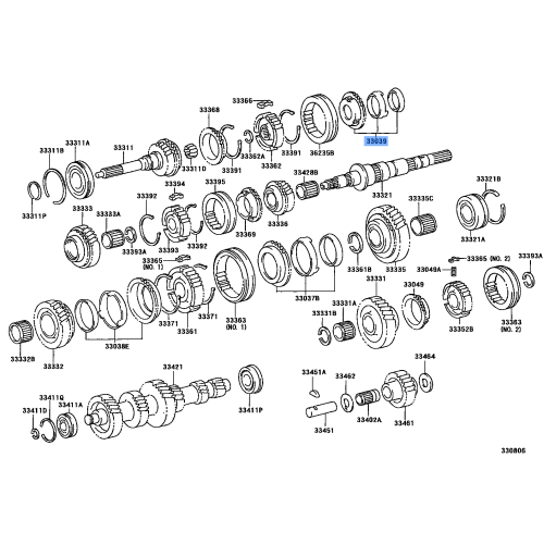 Toyota OEM Synchronizer Ring Set, No. 3 - Part Number 33039-60011