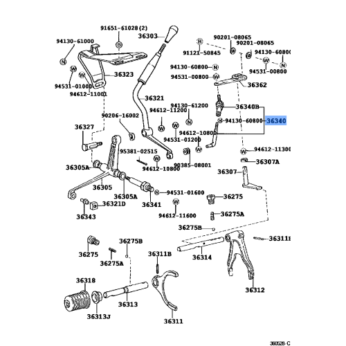 Toyota Genuine Rod Assy, High and Low Shift, No. 2 OEM 36340-60100