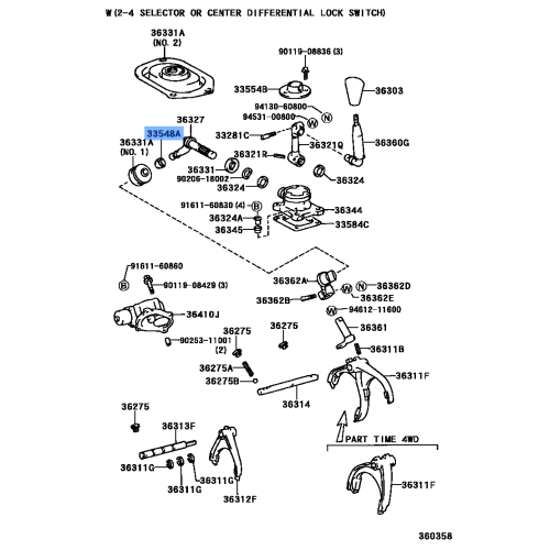 Toyota BUSH, TRANSFER SHIFT LEVER 33548-60030
