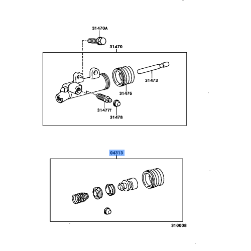 Clutch Slave Cylinder Repair Kit - Toyota 04313-55020