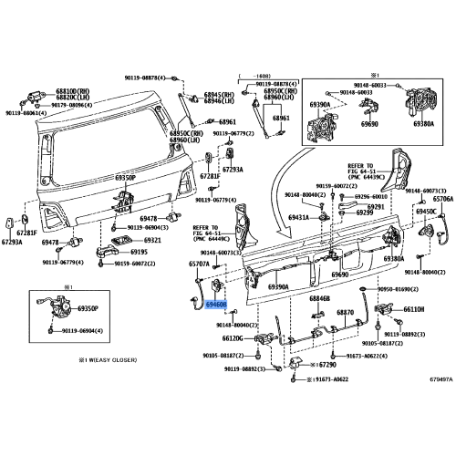 Toyota Land Cruiser Back Door Lock Striker Assembly LH 69460-60040