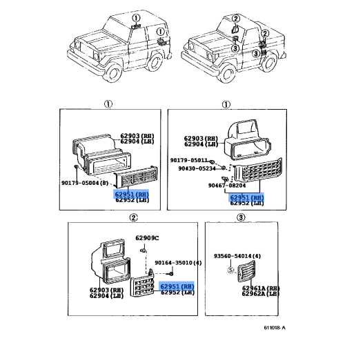 Toyota Genuine LOUVER, VENT, INNER RH 62905-60080