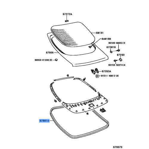 Back Door Weatherstrip - Toyota Yaris (NCP131)