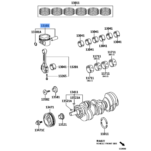 Toyota Piston Sub-Assembly w/ Pin 13101-31092-A0