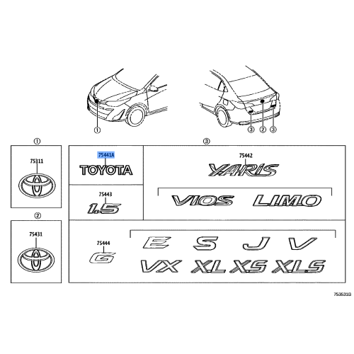 Toyota PLATE, LUGGAGE COMPT 75447-0D210