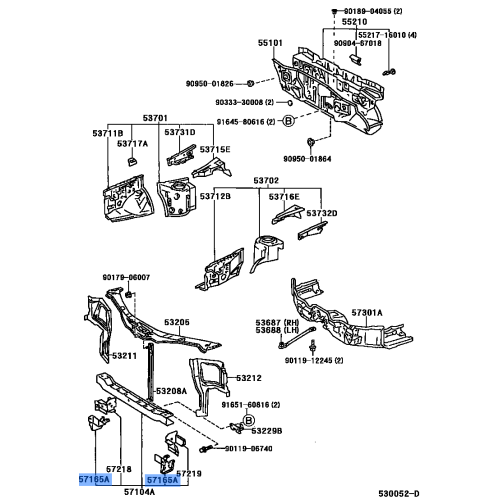 TOYOTA 57165-06041 Reinforcement, Front Crossmember No.2