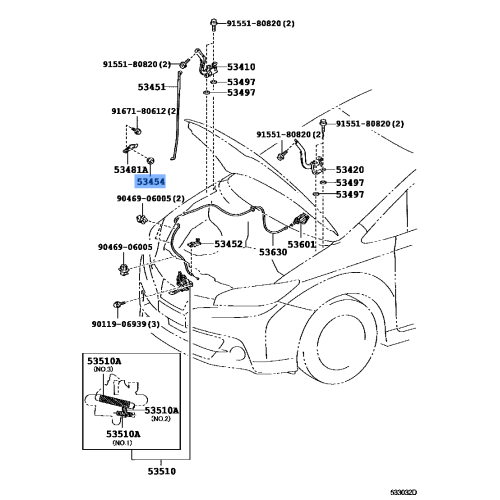 Toyota Axio Corolla Yaris Wish OEM Hood Support Rod Clip 53454-52040