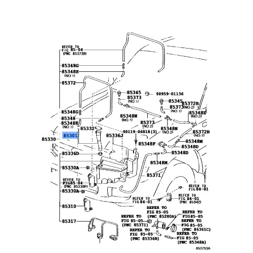 Toyota Genuine Washer Inlet Sub-Assembly 85301-60070 OEM