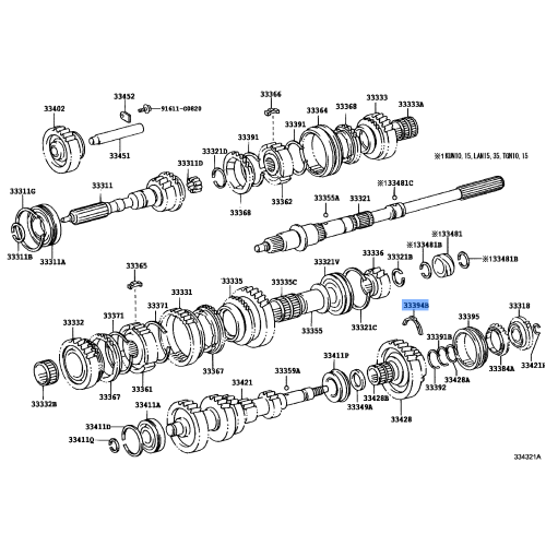 Toyota KEY, SYNCHROMESH SHIFTING, NO.3 33394-60020