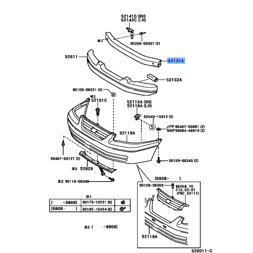Toyota Front Bumper Reinforcement 52131-30280