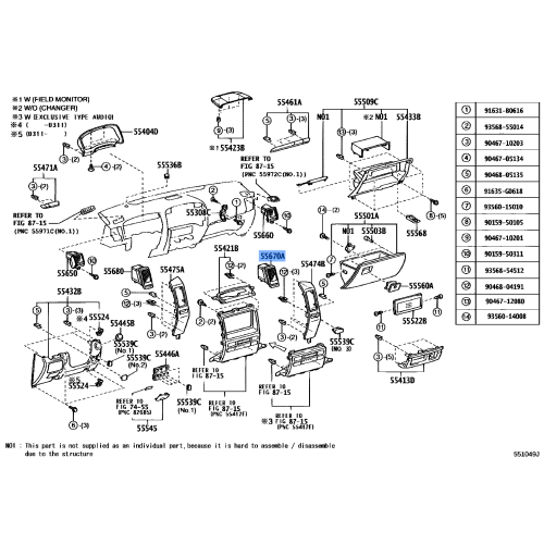 OEM Genuine Toyota Lexus GX470 Instrument Panel Center Register Assembly