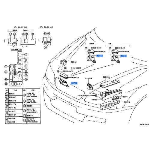 Engine Room Relay Block No.3 - Toyota 82743-30040