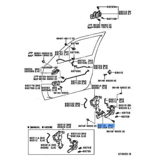 Front Right Door Lock Actuator - Toyota Echo Scion xB - 69110-52010
