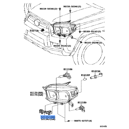 TOYOTA OEM Front Bumper Bar Reinforcement Left or Right 52133-35080