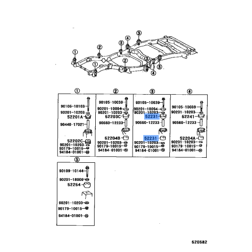 Toyota Genuine Cushion Subassy Body Mounting Rear Lower 52206-60040