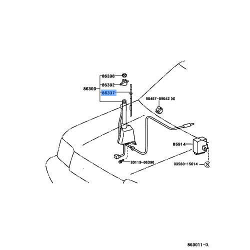 LEXUS GENUINE GS/SC300 LS/SC400 OEM Radio Antenna Rod Mast & Cable 86337-24181