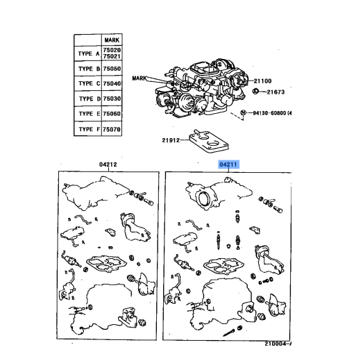 Carburetor Kit - TOYOTA Hiace 1RZ (04211-75021)