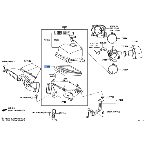 Toyota Genuine Air Cleaner Filter Element Sub-Assy 17801-31131