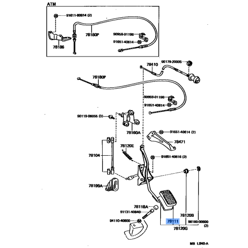 TOYOTA Land Cruiser Accelerator Pedal Pad 78111-95110 (1981-1990 FJ60 FJ62 BJ60 HJ60)
