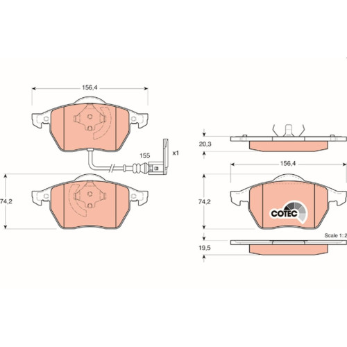 Brake Pad W/Wear Sensor/Vw