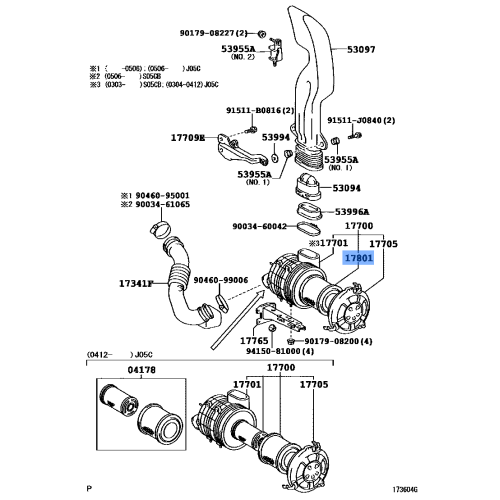 Toyota Air Cleaner Filter Element Sub-Assembly 17801-78030