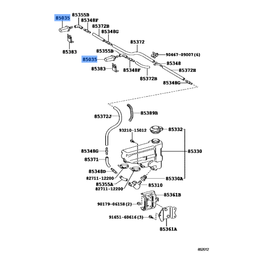 Toyota OEM Washer Nozzle Sub-Assembly 85381-36010