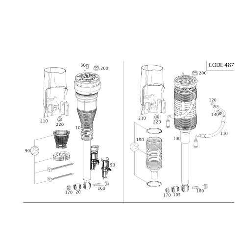 Air Spring Suspension Front Lh Kit For Mercedes-Benz S550E 4Matic