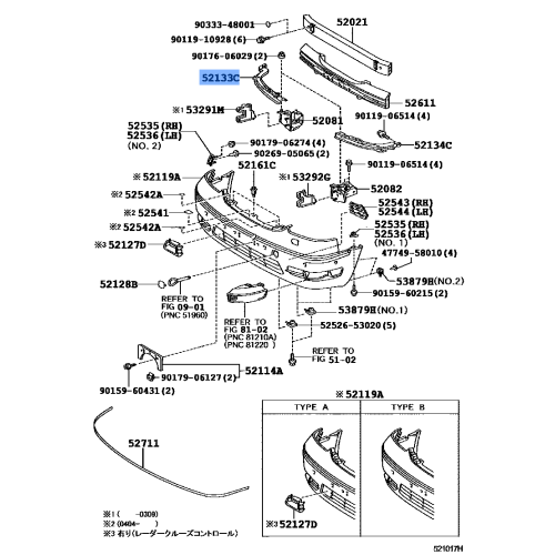 Front Bumper Bar Reinforcement - Lexus LS430 2003-2006 Right Side