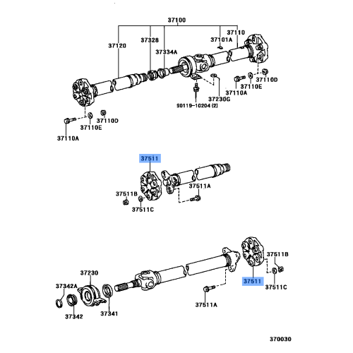 Flexible Driveshaft Flex Joint Coupling - Toyota 37511-50040 for Lexus LS400 1994-1997