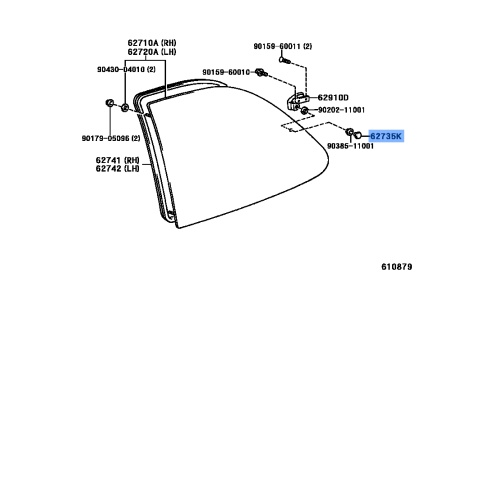 TOYOTA 62735-89101 Genuine Retainer, Quarter Window Hinge