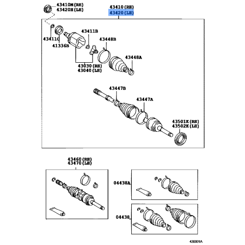 TOYOTA Front Drive Shaft Assembly - Camry Avalon Sienna Lexus ES300 - Left Side