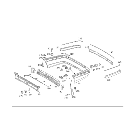 Rear Bumper Strip Class Db W210/2000/Lh/W/Out Hole