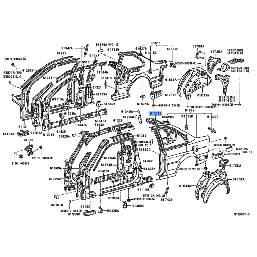 Toyota Panel, roof side, inner lh 61732-50031