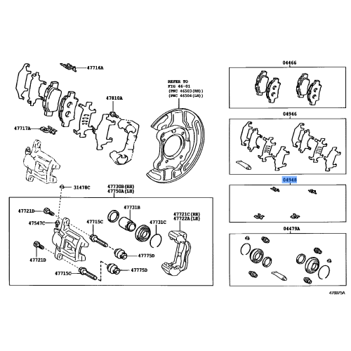 Toyota Genuine Disc Brake Fitting Kit Rear 04948-28010
