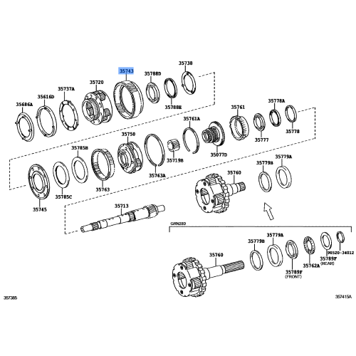 Toyota Genuine Gear Front Planetary Ring OEM 35743-60060