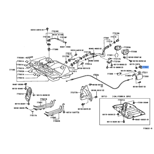 GENUINE Lock Sub Assembly Fuel OEM Toyota 77037-12050