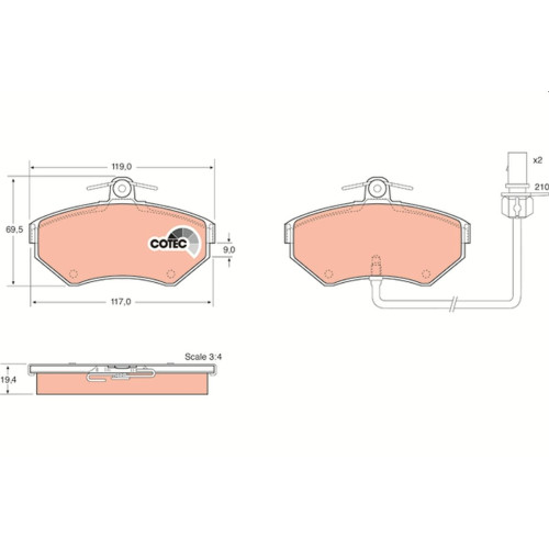 Brake Pad Set-Disc-19.4Mm A4