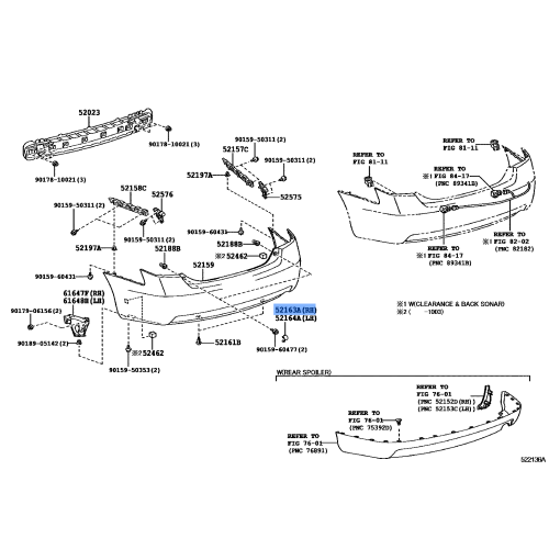 Plate, Rr Bumper, Rh - Part Number 52163-07011 For Toyota