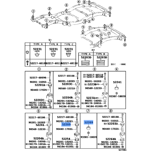 TOYOTA LAND CRUISER KZJ7# '85- Genuine Mounting Cushion Upper 52209-60020 x2 Set
