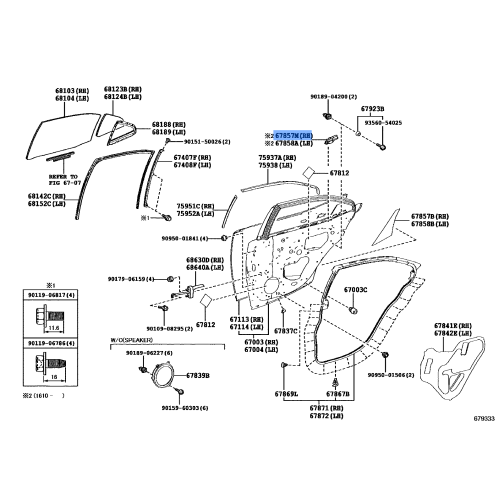 Genuine Toyota Lexus Rear Door Protector - 67857-33080