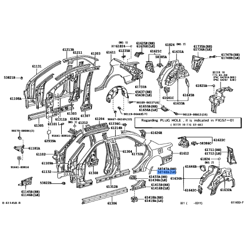 Toyota OEM Genuine PROTECTOR, QUARTER PANEL, REAR LH 58748-33020