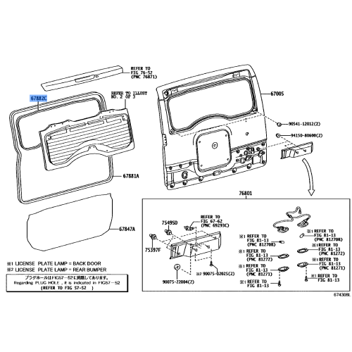TOYOTA 67882-35012 Genuine Back Door Weatherstrip No.2