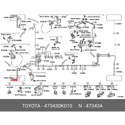 Toyota OEM TUBE, WHEEL CYLINDER, FRONT LH NO.1 47343-0K010