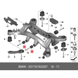 BMW M3 Febi Rear Center Forward Suspension Subframe Mount 26439 33176760287