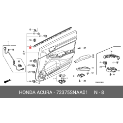 HONDA 72375-SNA-A01 Genuine Weatherstrip Left Front Door Inner