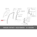 Rear Door Window Glass Rubber, Left